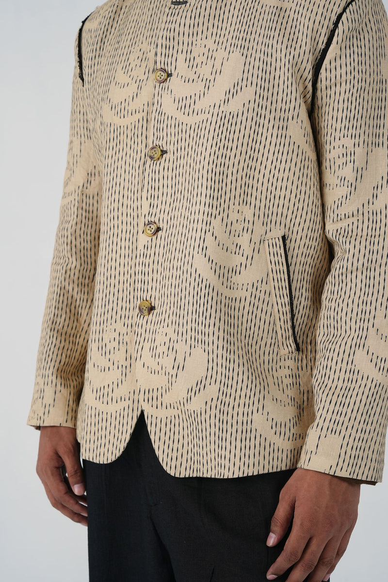 Marshel Blazer-Striped Rose linen jacket by CORD MEN in multi-color for men Worldwide