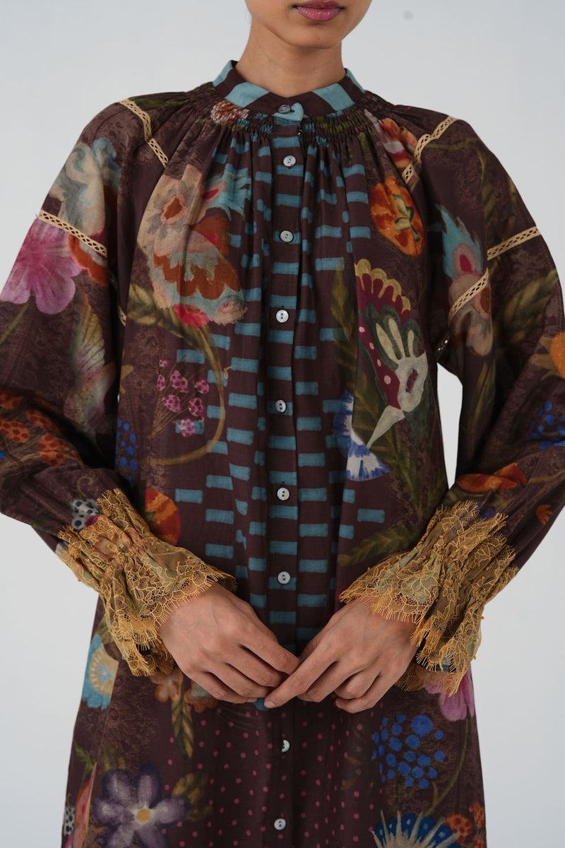 Chloe Dress-Floret cotton silk dress by CORD in multi-color for women Worldwide