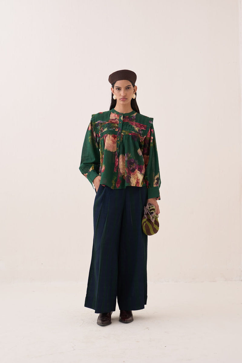 Rosarium Mystic Top cotton dobby top/shirt by O'Frida in green for women Worldwide