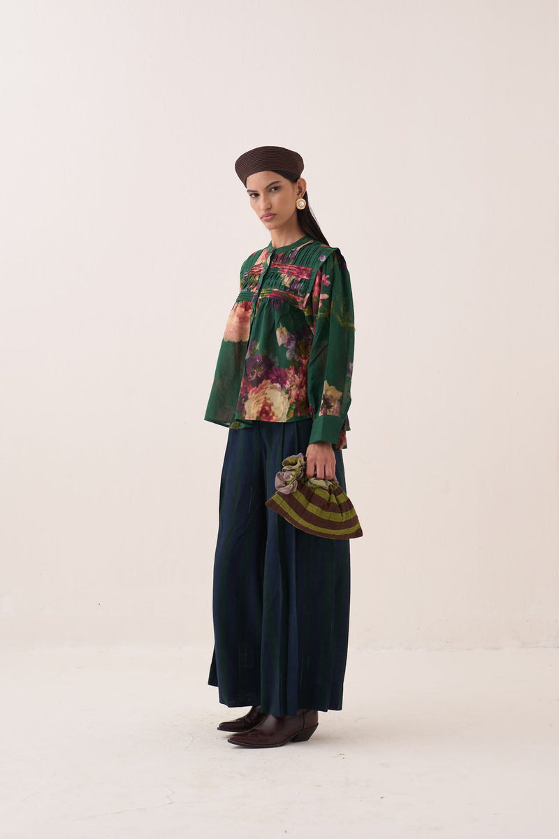 Rosarium Mystic Top cotton dobby top/shirt by O'Frida in green for women Worldwide