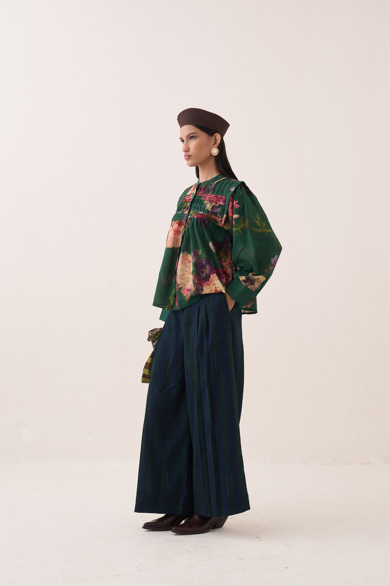Rosarium Mystic Top cotton dobby top/shirt by O'Frida in green for women Worldwide