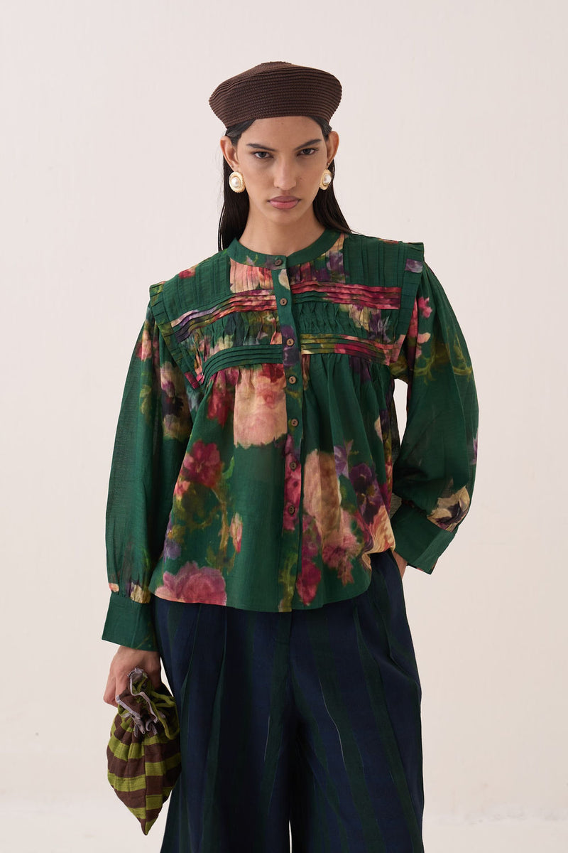 Rosé Mystic Top Set cotton dobby co-ord set by O'Frida in green for women Worldwide