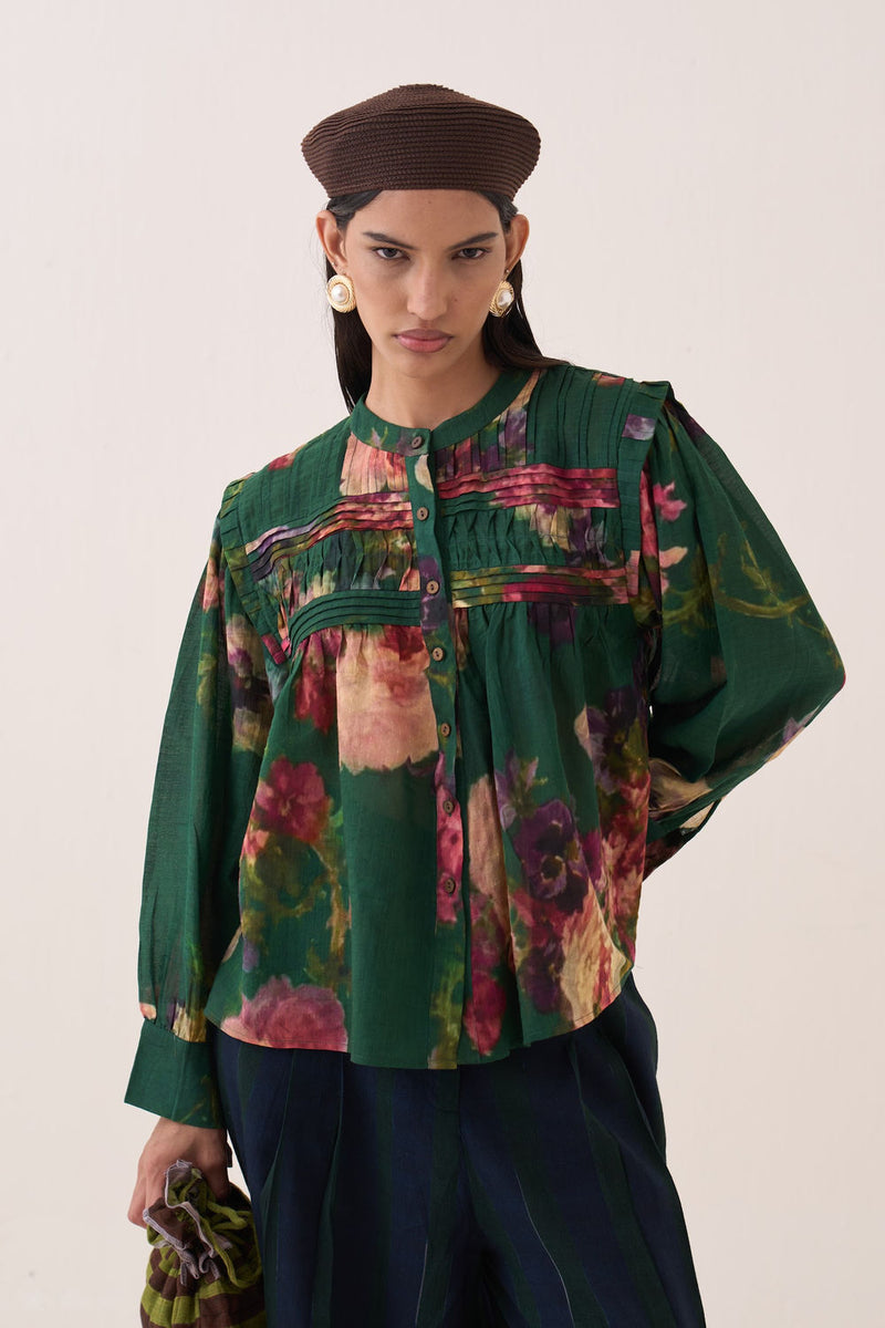 Rosé Mystic Top Set cotton dobby co-ord set by O'Frida in green for women Worldwide