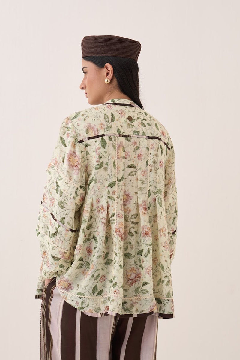 Gulzar Boheme Top Set bemberg muslin co-ord set by O'Frida in ivory for women Worldwide