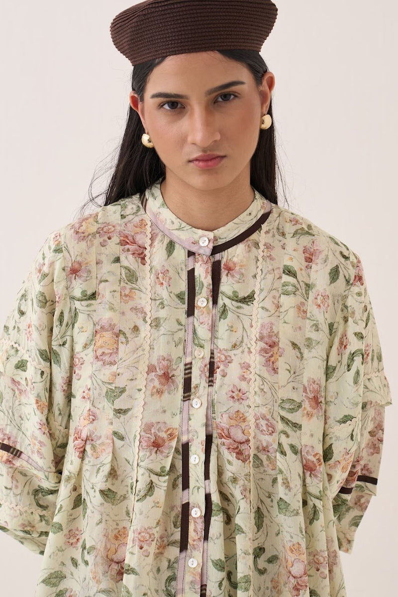 Gulzar Boheme Top Set bemberg muslin co-ord set by O'Frida in ivory for women Worldwide