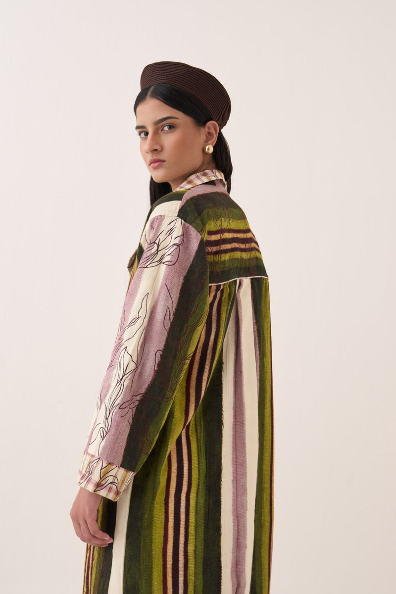 Hari Trench Jacket Set bemberg muslin co-ord set by O'Frida in multi-color for women Worldwide