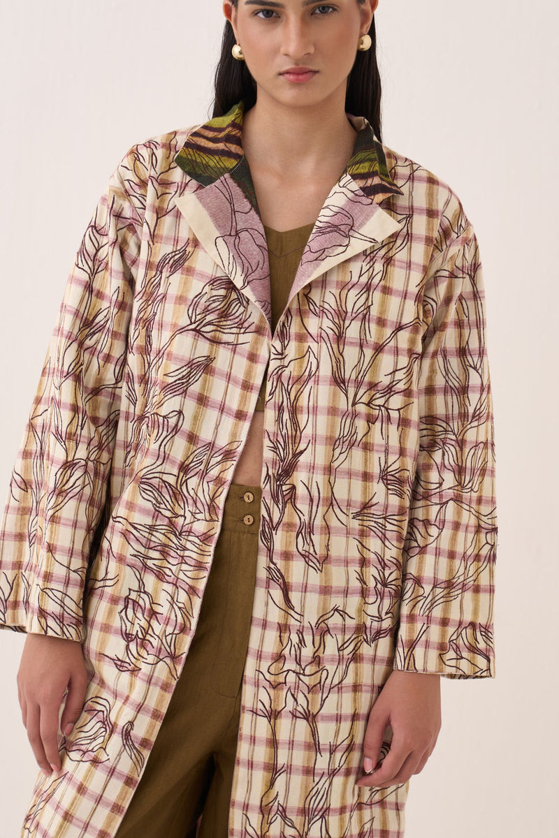 Hari Reversible Trench Jacket bemberg muslin jacket/overlay by O'Frida in multi-color for women Worldwide