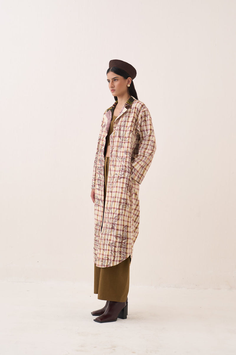 Hari Reversible Trench Jacket bemberg muslin jacket/overlay by O'Frida in multi-color for women Worldwide