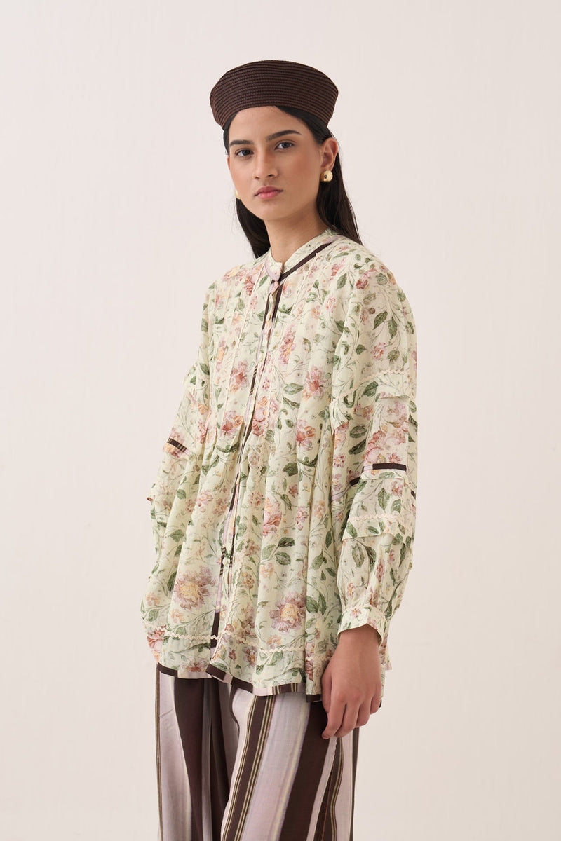 Gulzar Boheme Top bemberg muslin top/shirt by O'Frida in ivory for women Worldwide