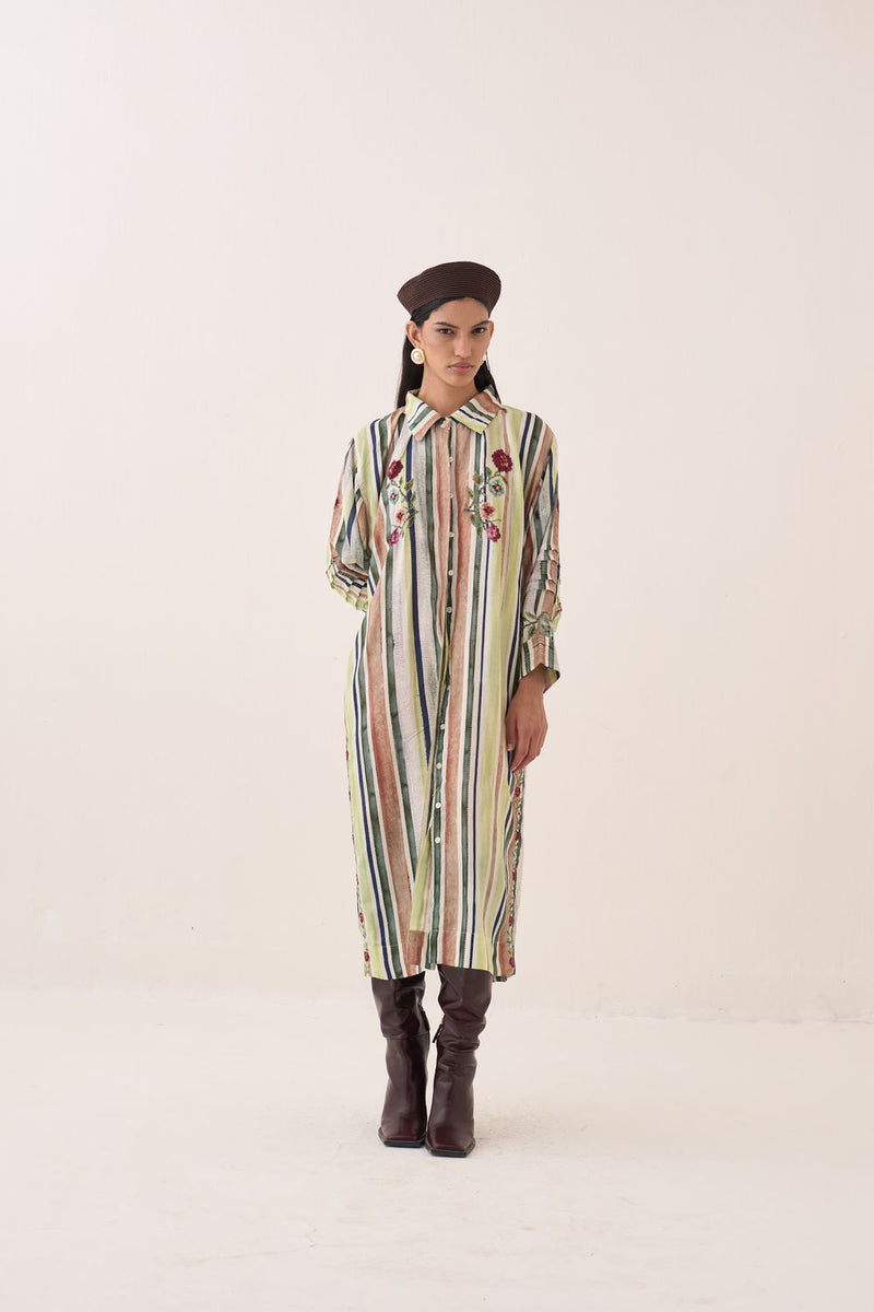 Rekha Bloomist Dress bemberg muslin dress by O'Frida in green for women Worldwide