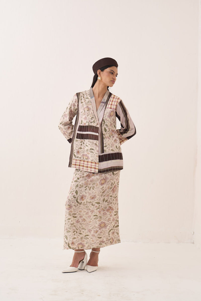OFR 10 Patchwork Jacket cotton slub and bembel muslin jacket/overlay by O'Frida in ivory for women Worldwide