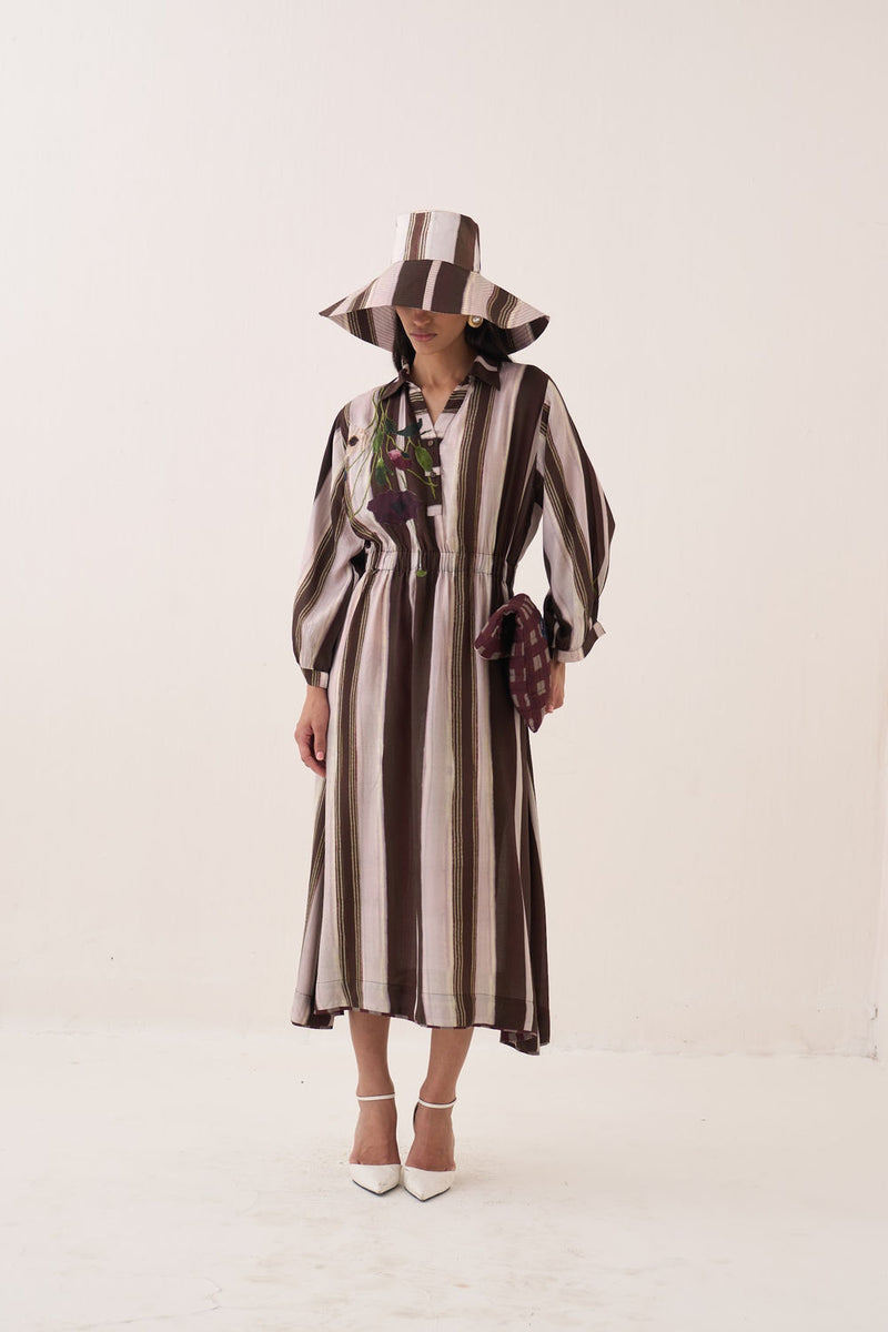 Shyam Poem Dress bemberg muslin dress by O'Frida in brown for women Worldwide