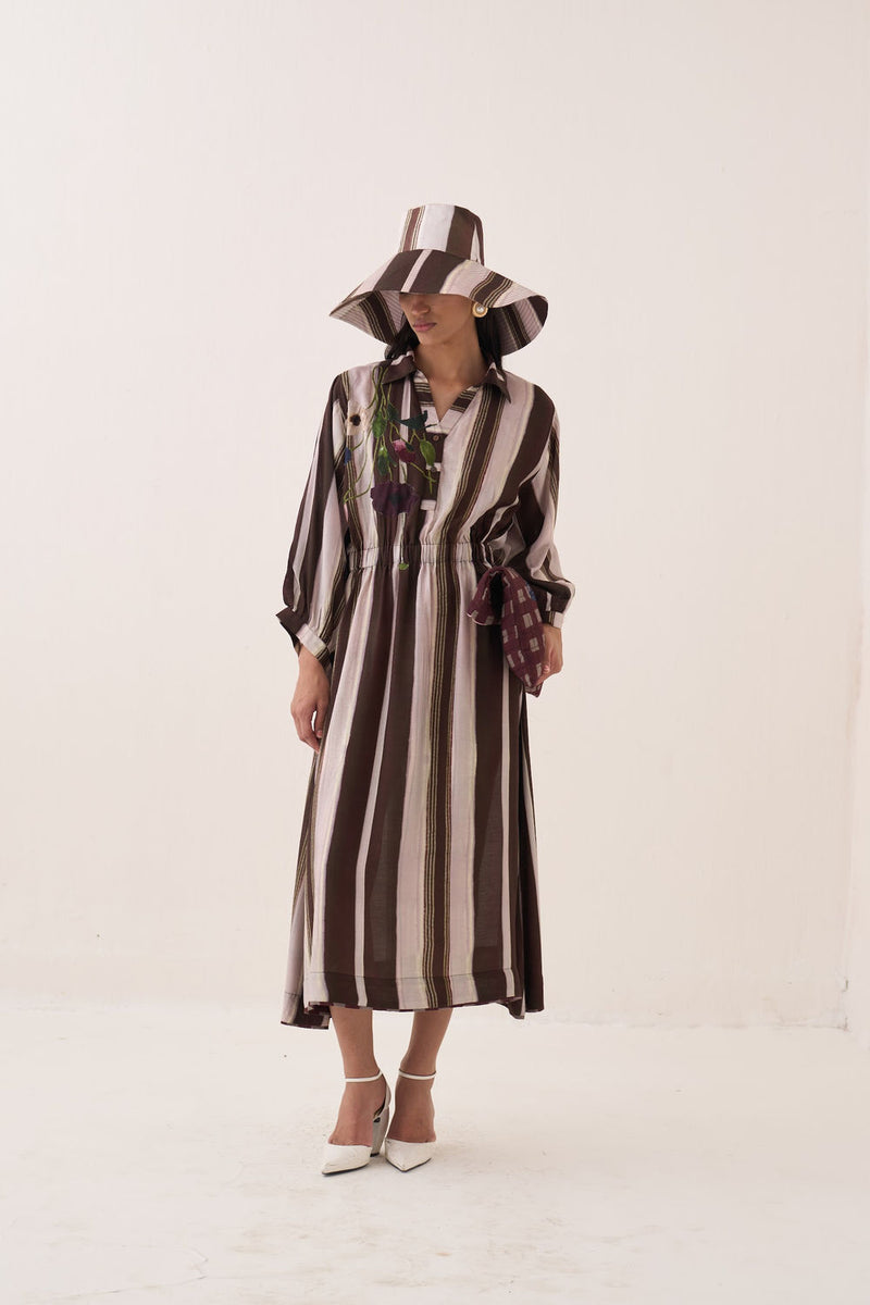 Shyam Poem Dress bemberg muslin dress by O'Frida in brown for women Worldwide