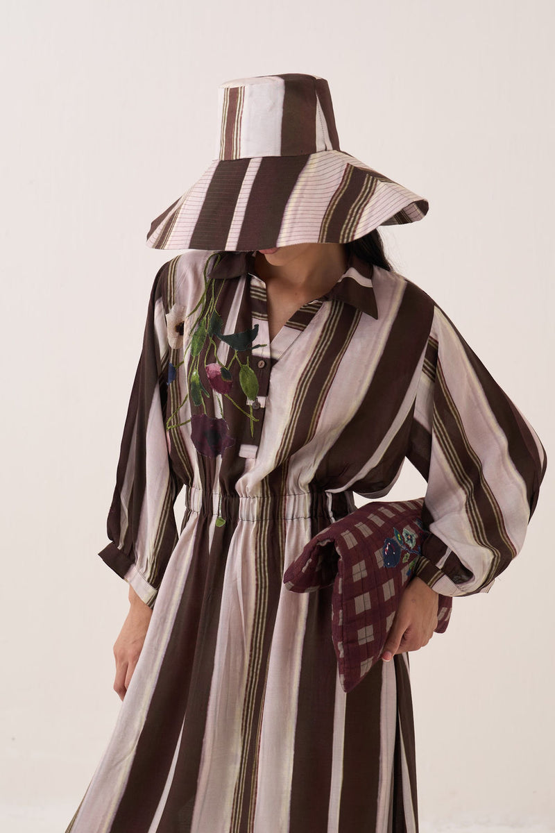 Shyam Poem Dress bemberg muslin dress by O'Frida in brown for women Worldwide