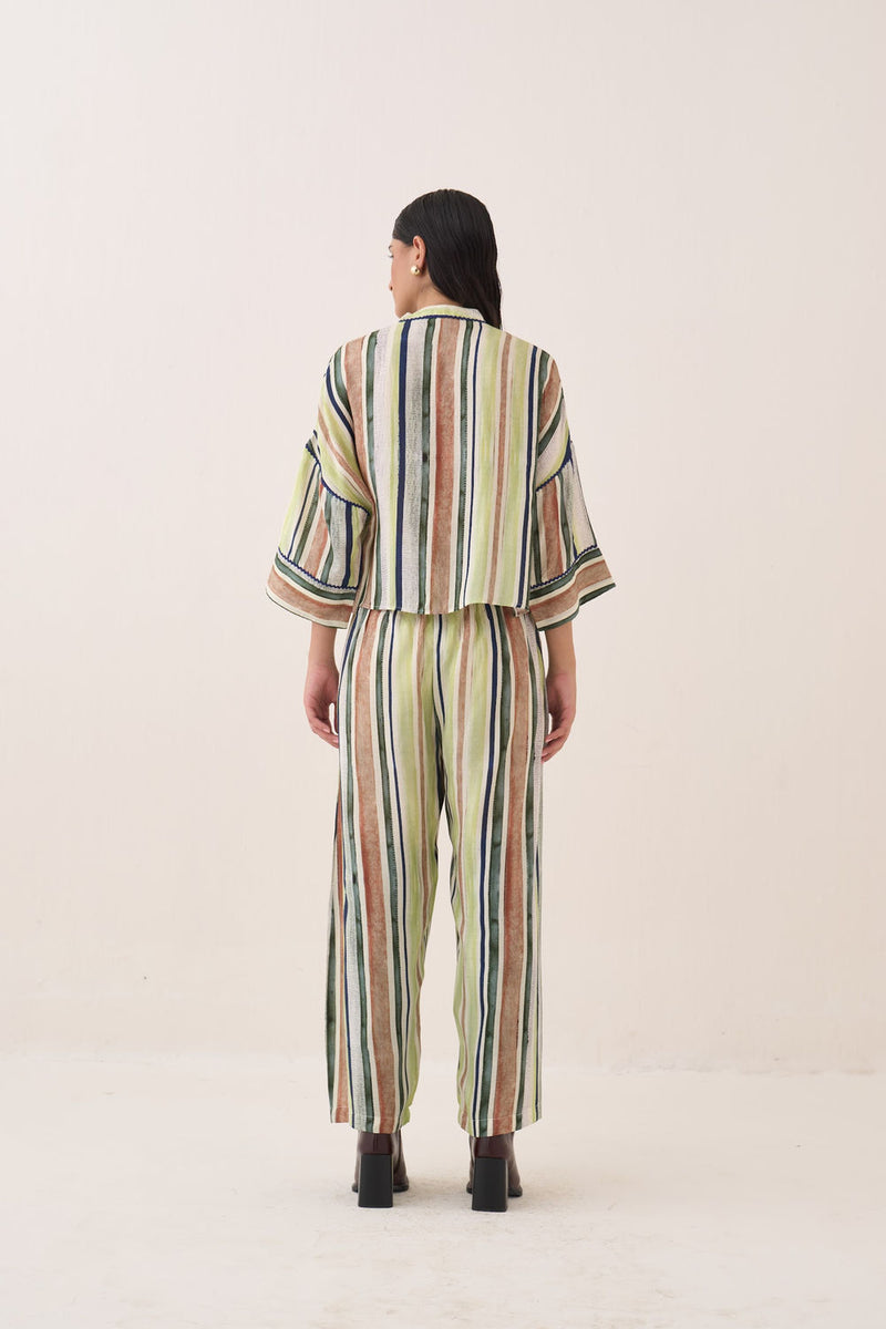 Rekha Box Shirt Set bemberg muslin co-ord set by O'Frida in multi-color for women Worldwide