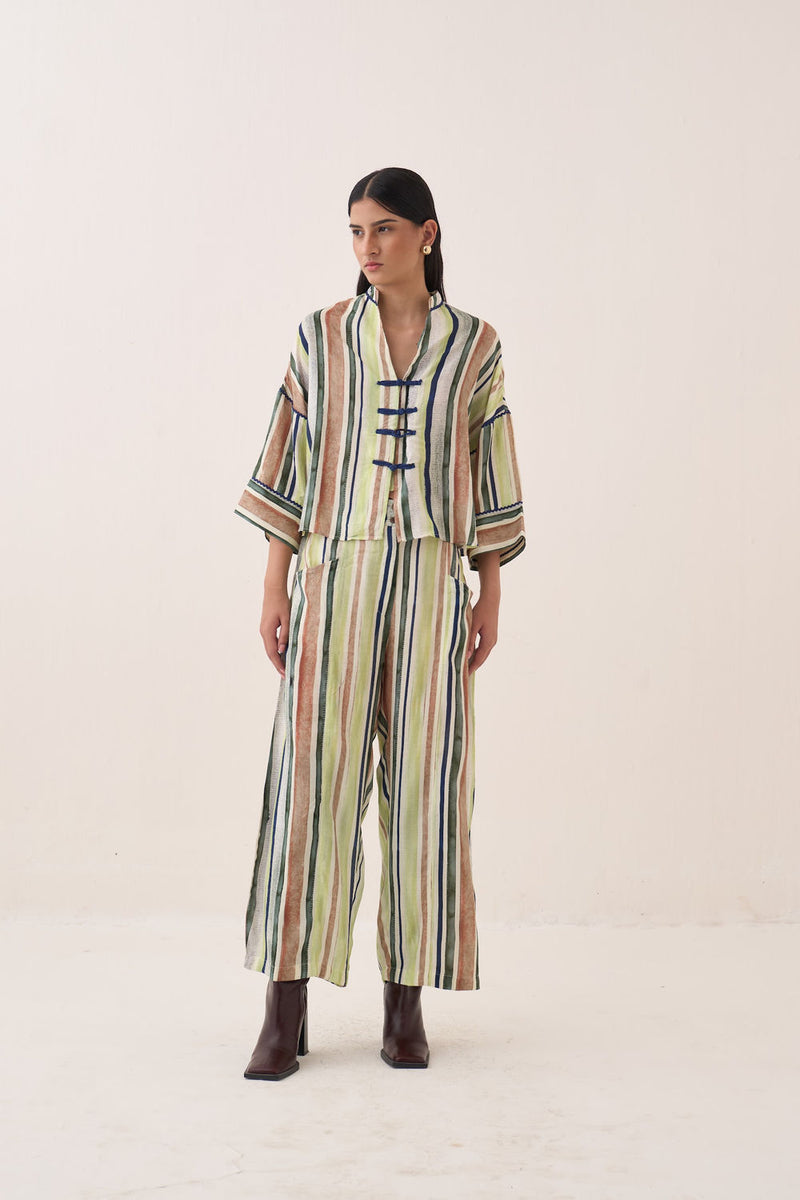 Rekha Box Shirt Set bemberg muslin co-ord set by O'Frida in multi-color for women Worldwide
