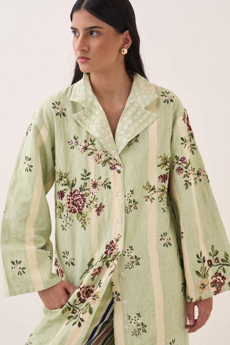 Bagiya Jacket Set cotton slub co-ord set by O'Frida in multi-color for women Worldwide