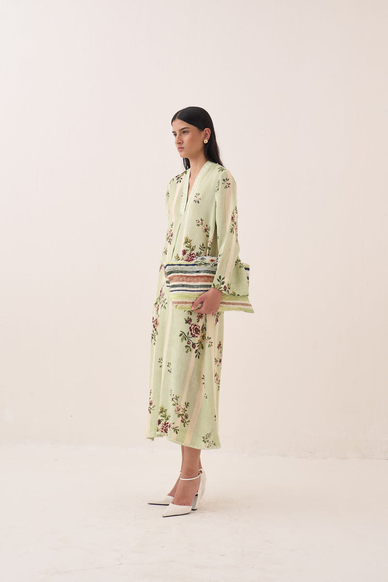 Bagiya Pg Aline Dress cotton slub dress by O'Frida in green for women Worldwide