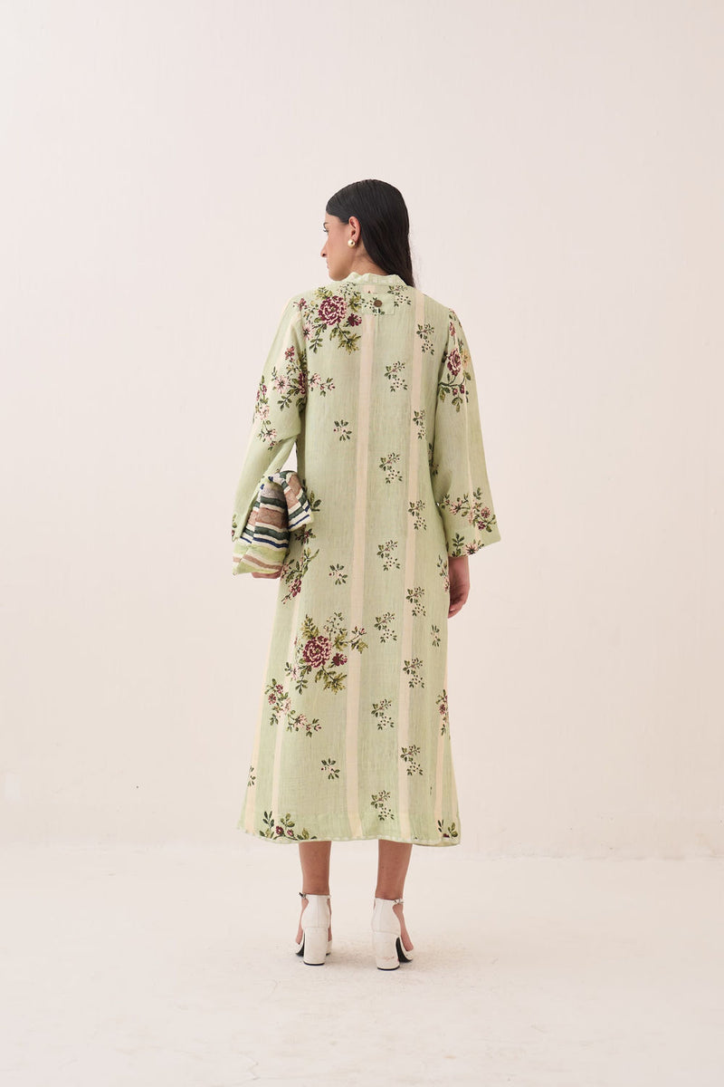 Bagiya Pg Aline Dress cotton slub dress by O'Frida in green for women Worldwide