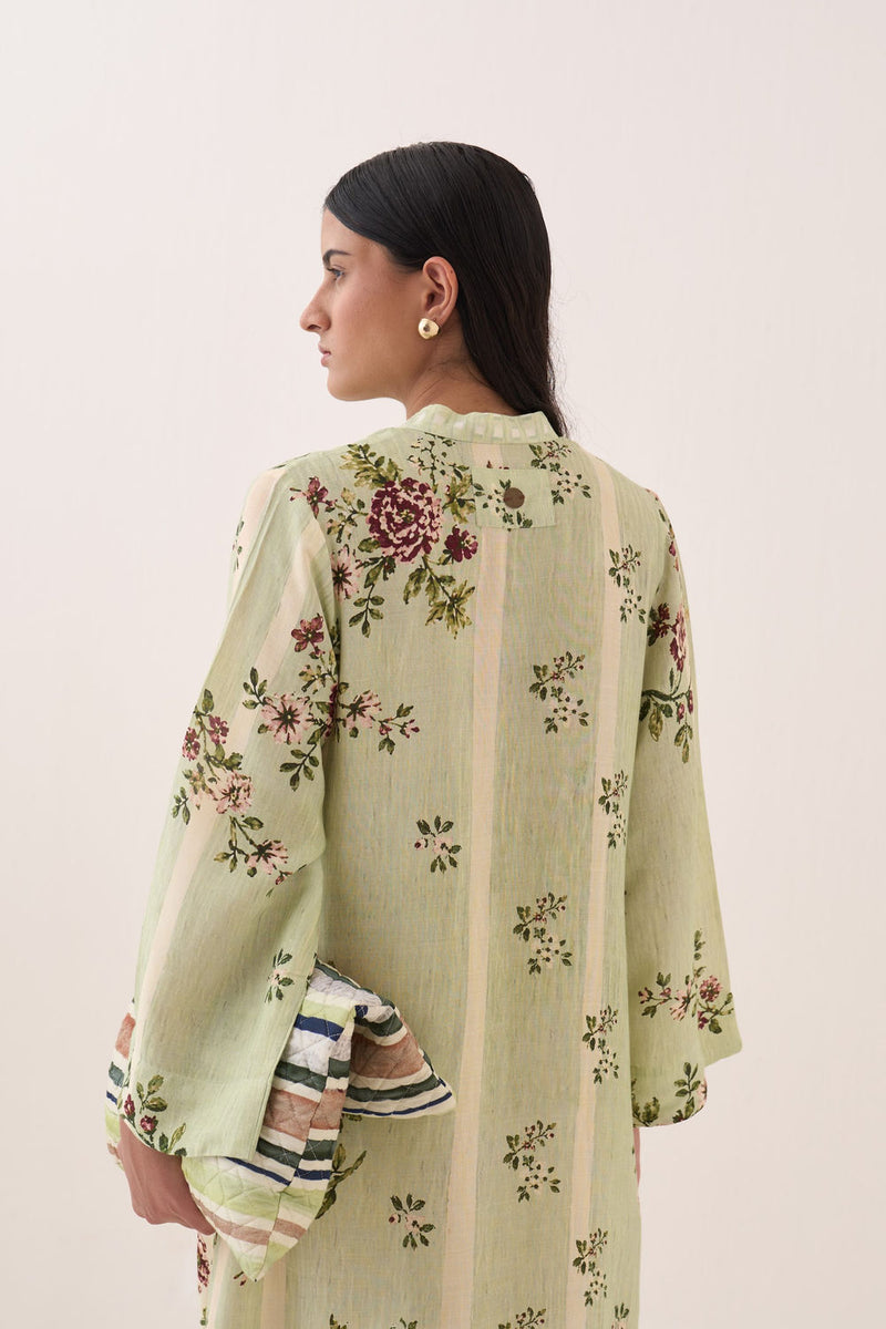 Bagiya Pg Aline Dress cotton slub dress by O'Frida in green for women Worldwide
