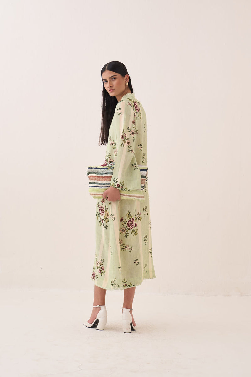 Bagiya Pg Aline Dress cotton slub dress by O'Frida in green for women Worldwide