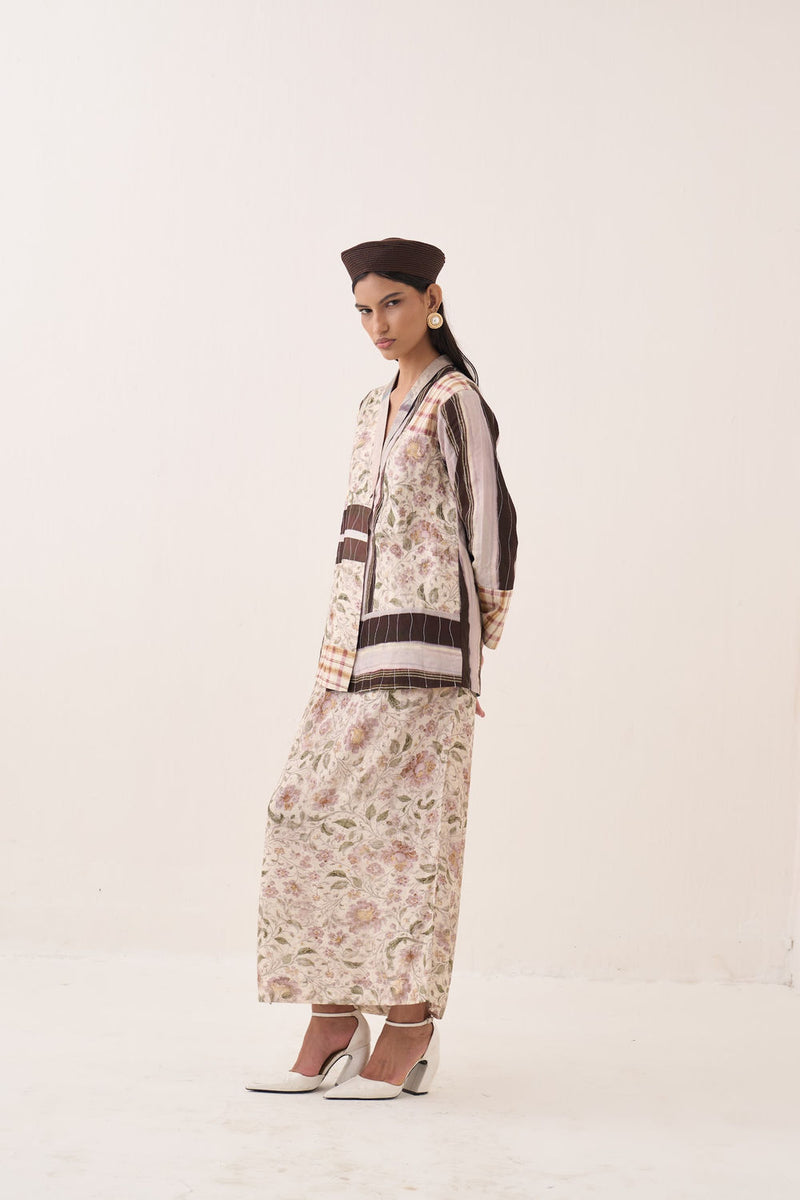 Gulzar Midi Skirt bemberg muslin pant/trouser by O'Frida in ivory for women Worldwide