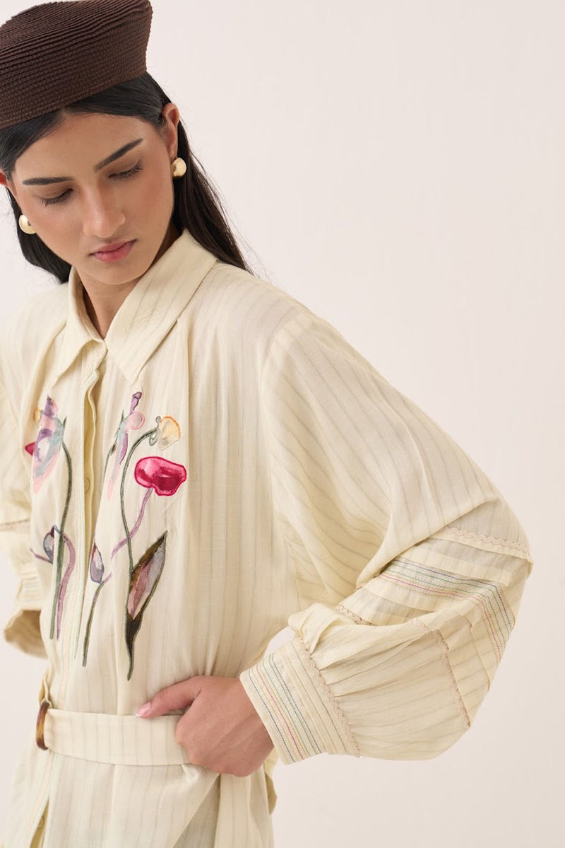 Lehar Belt cotton slub belts by O'Frida in ivory for women Worldwide