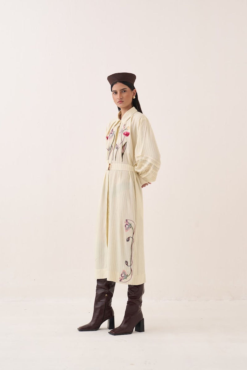 Lehar Belt cotton slub belts by O'Frida in ivory for women Worldwide