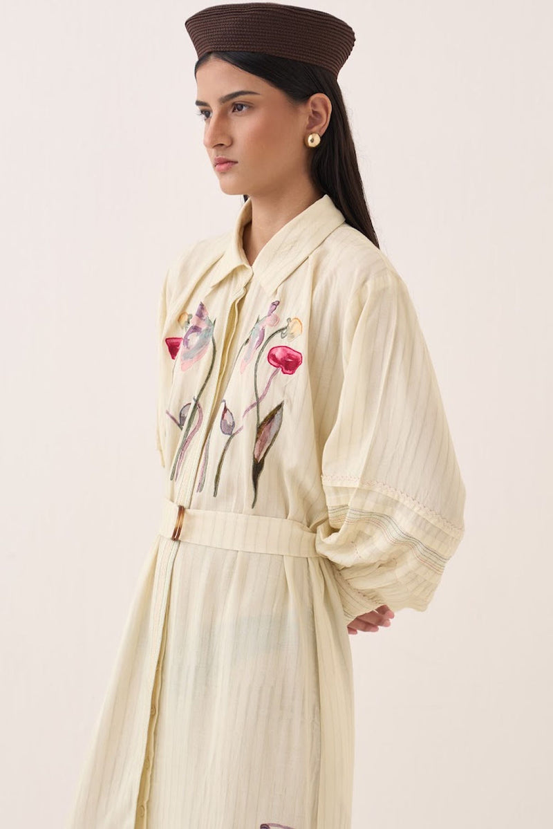 Lehar Belt cotton slub belts by O'Frida in ivory for women Worldwide