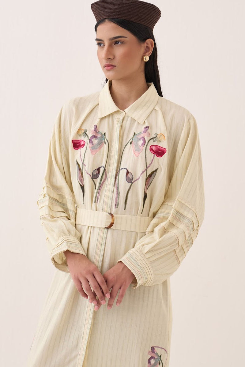Lehar Belt cotton slub belts by O'Frida in ivory for women Worldwide