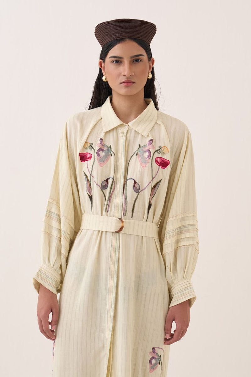 Lehar Belt cotton slub belts by O'Frida in ivory for women Worldwide