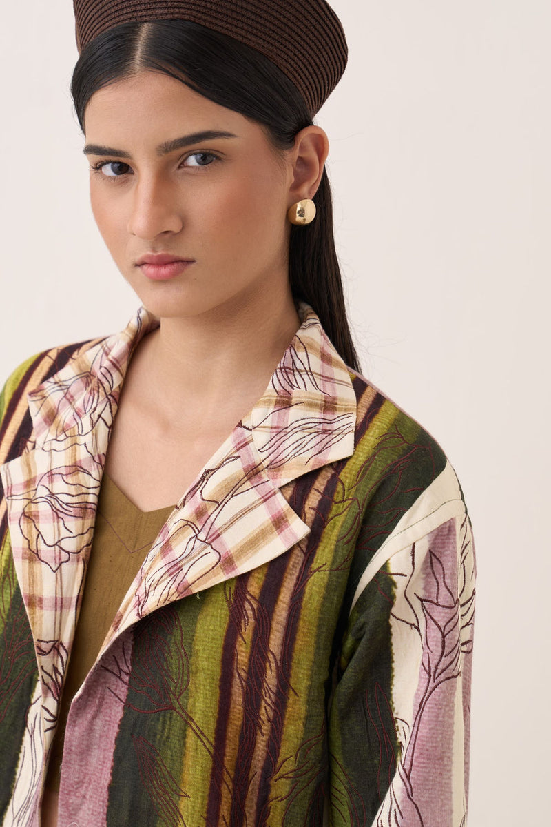 Hari Trench Jacket Set bemberg muslin co-ord set by O'Frida in multi-color for women Worldwide