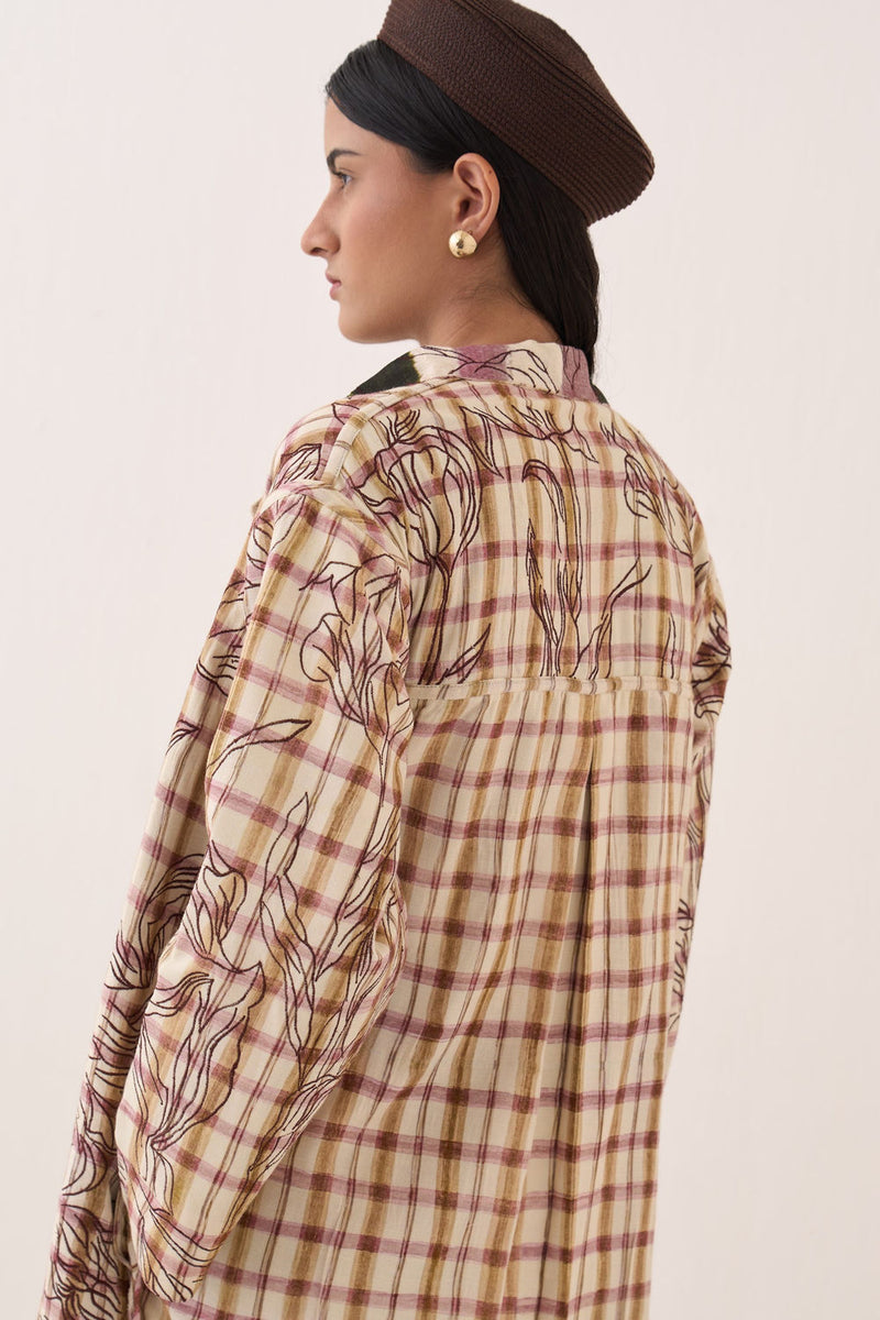 Hari Trench Jacket Set bemberg muslin co-ord set by O'Frida in multi-color for women Worldwide