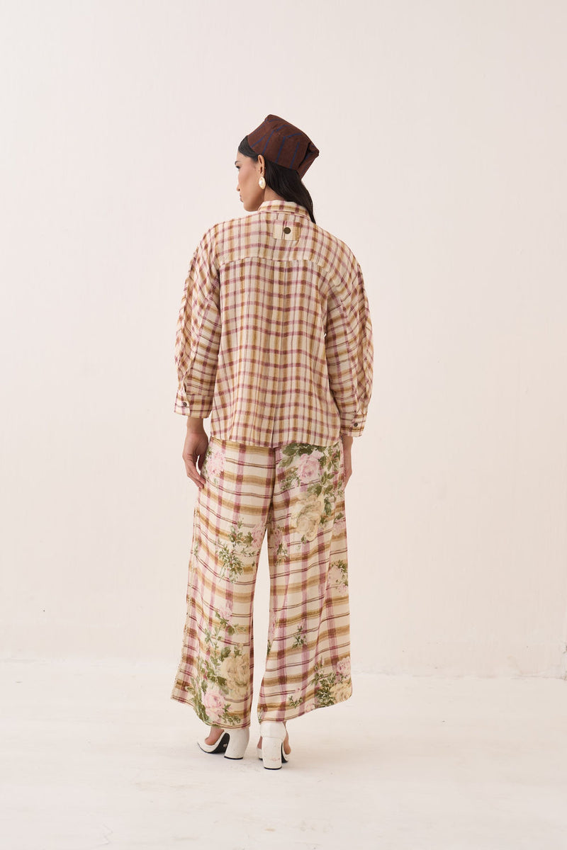 Jaali Rose Culottes cotton slub pant/trouser by O'Frida in ivory for women Worldwide