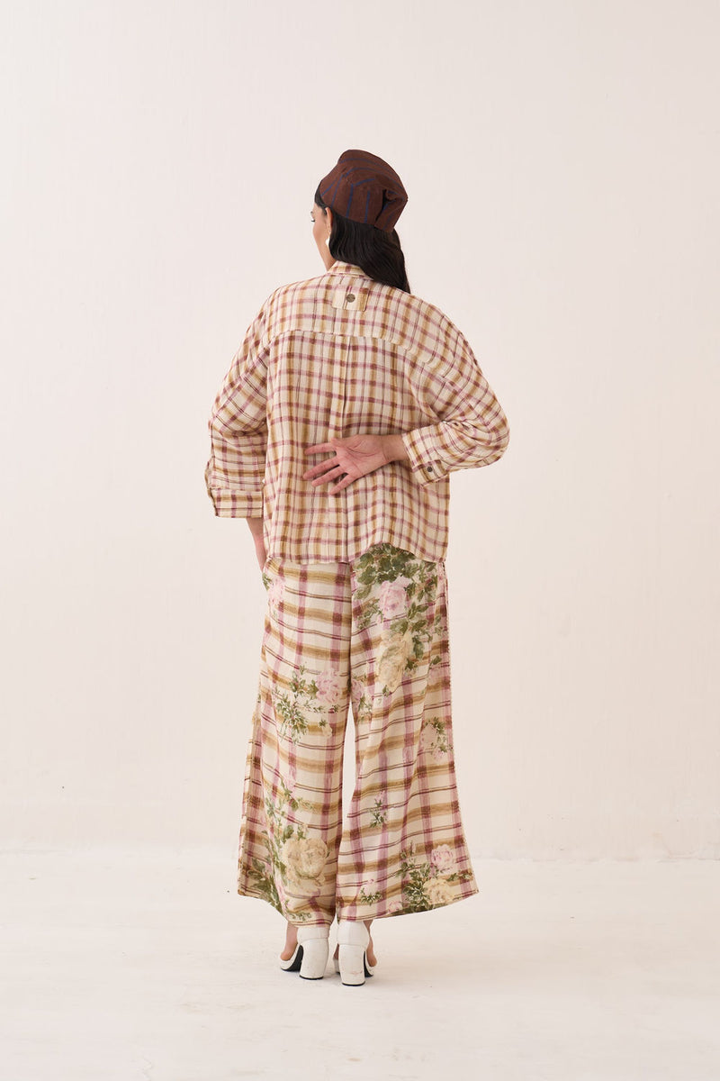 Jaali Bubble Shirt Set cotton slub co-ord set by O'Frida in ivory for women Worldwide