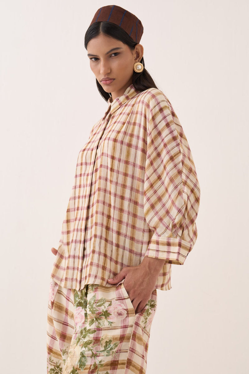 Jaali Rose Culottes cotton slub pant/trouser by O'Frida in ivory for women Worldwide