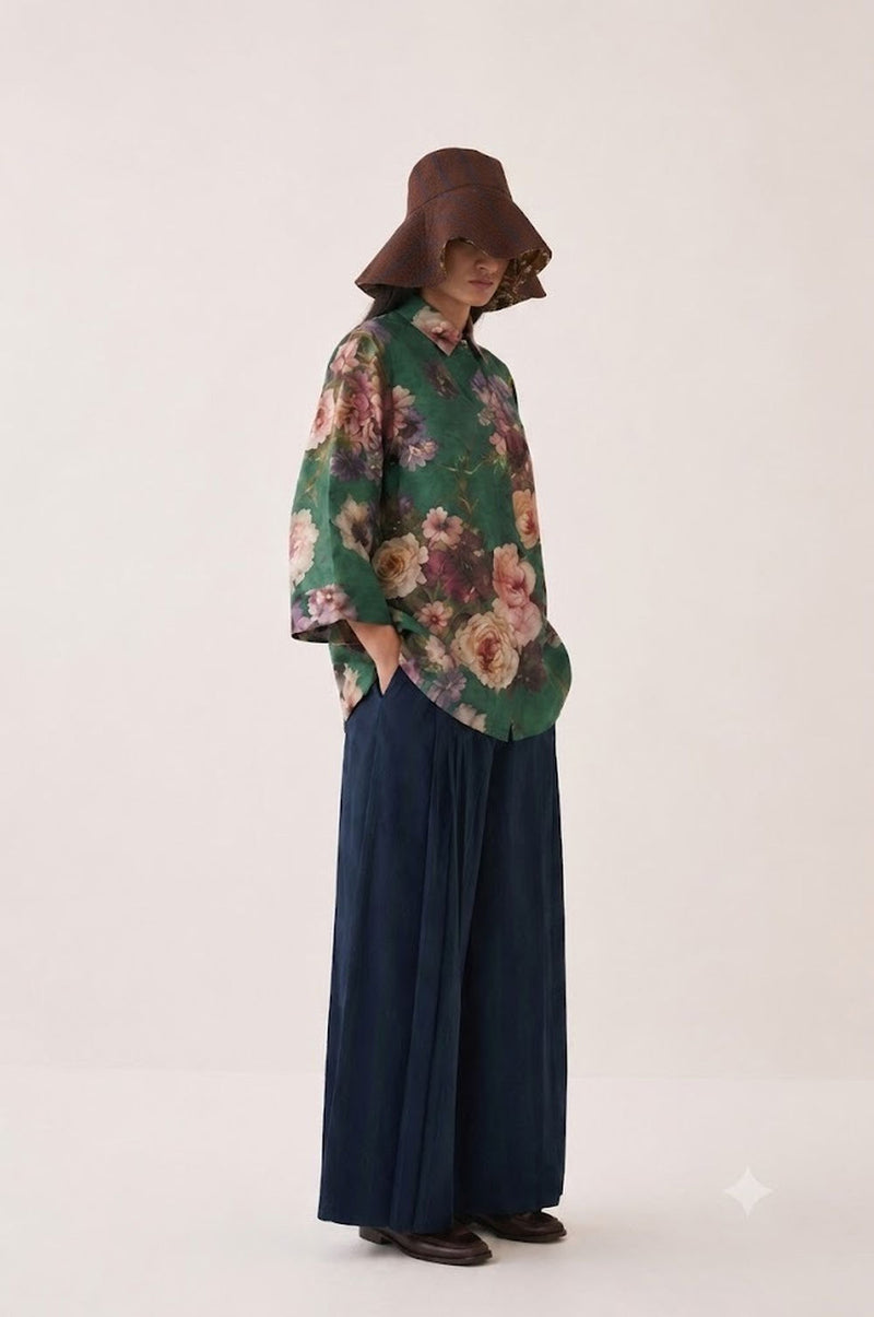 Rosarium Ivy Shirt Set cotton dobby co-ord set by O'Frida in green for women Worldwide