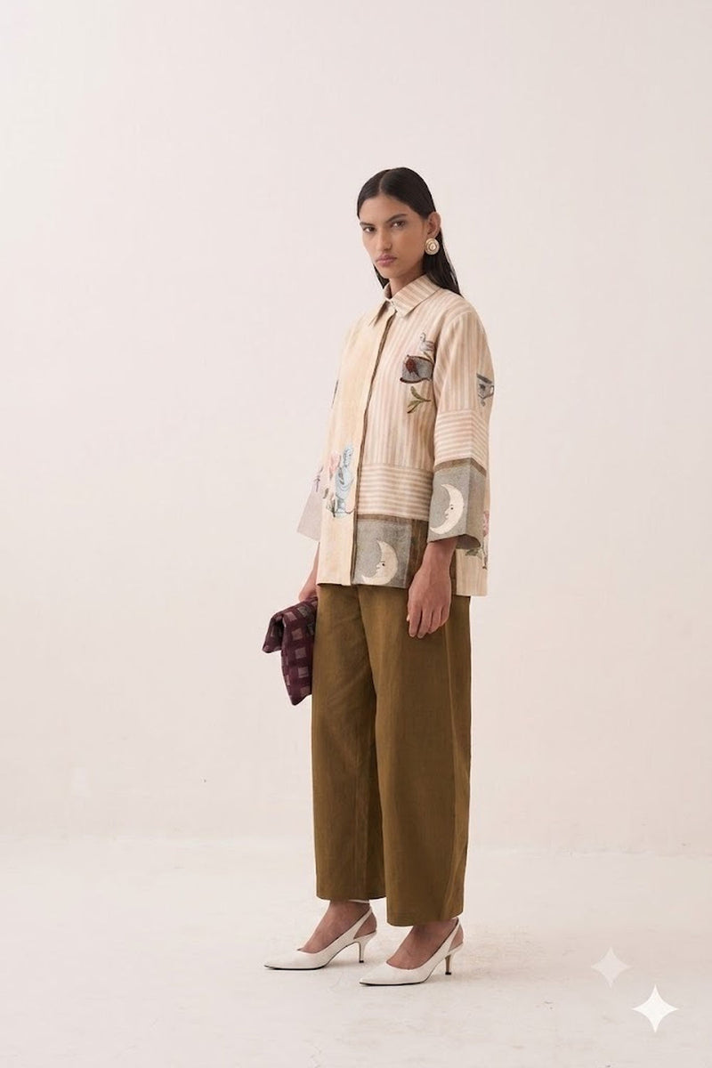 Nakshatra Ivy Shirt Set poplin co-ord set by O'Frida in multi-color for women Worldwide