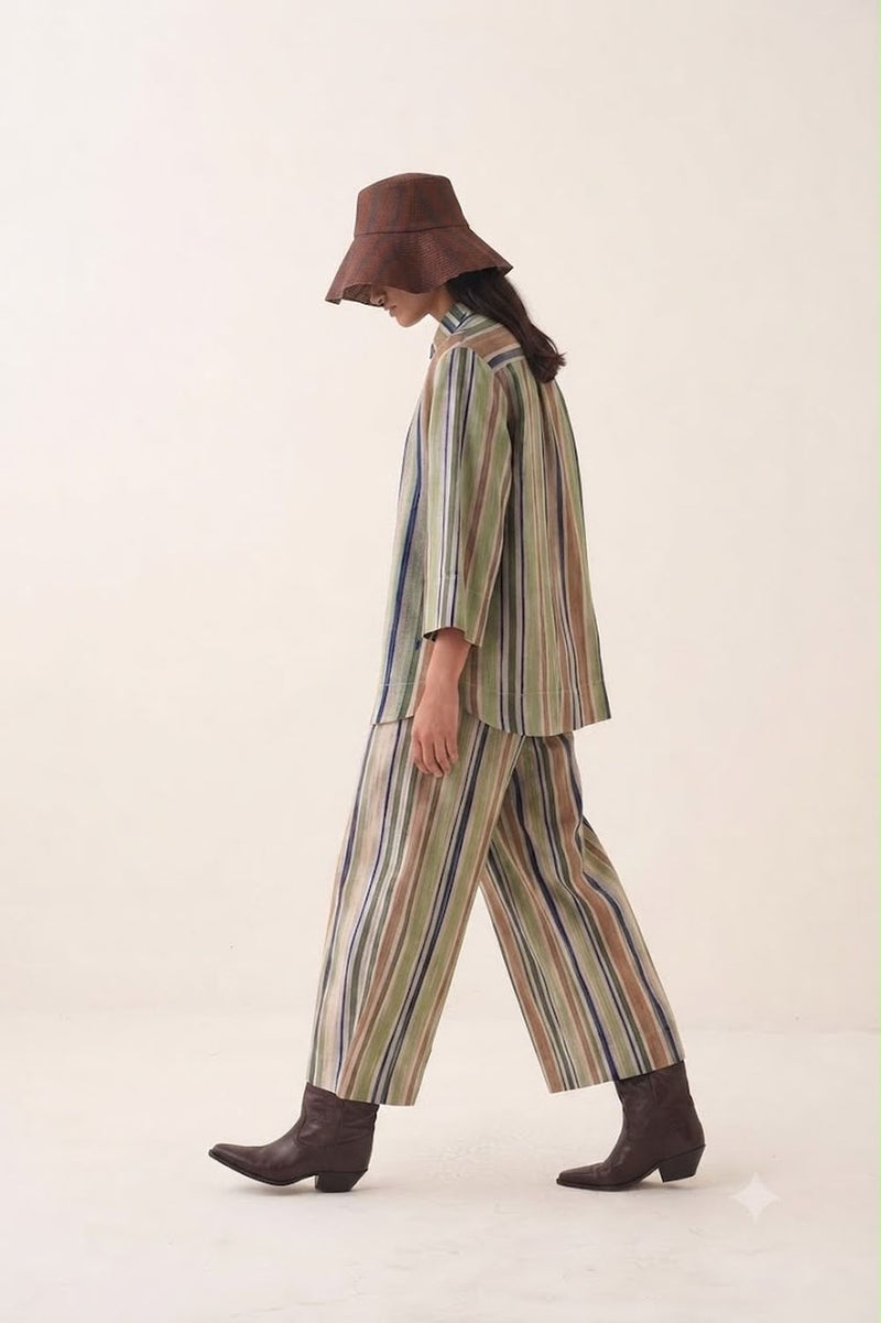 Rekha Ivy Shirt Set bemberg muslin co-ord set by O'Frida in green for women Worldwide