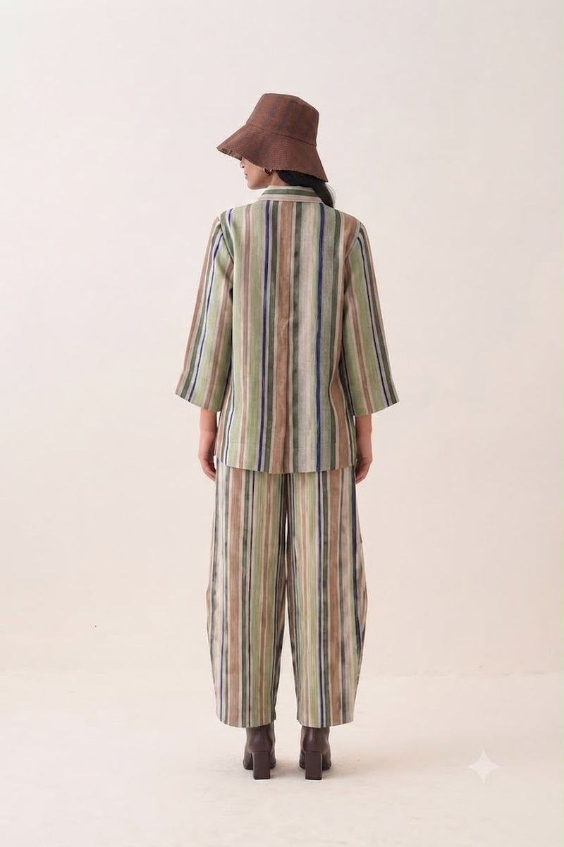 Rekha Ivy Shirt Set bemberg muslin co-ord set by O'Frida in green for women Worldwide