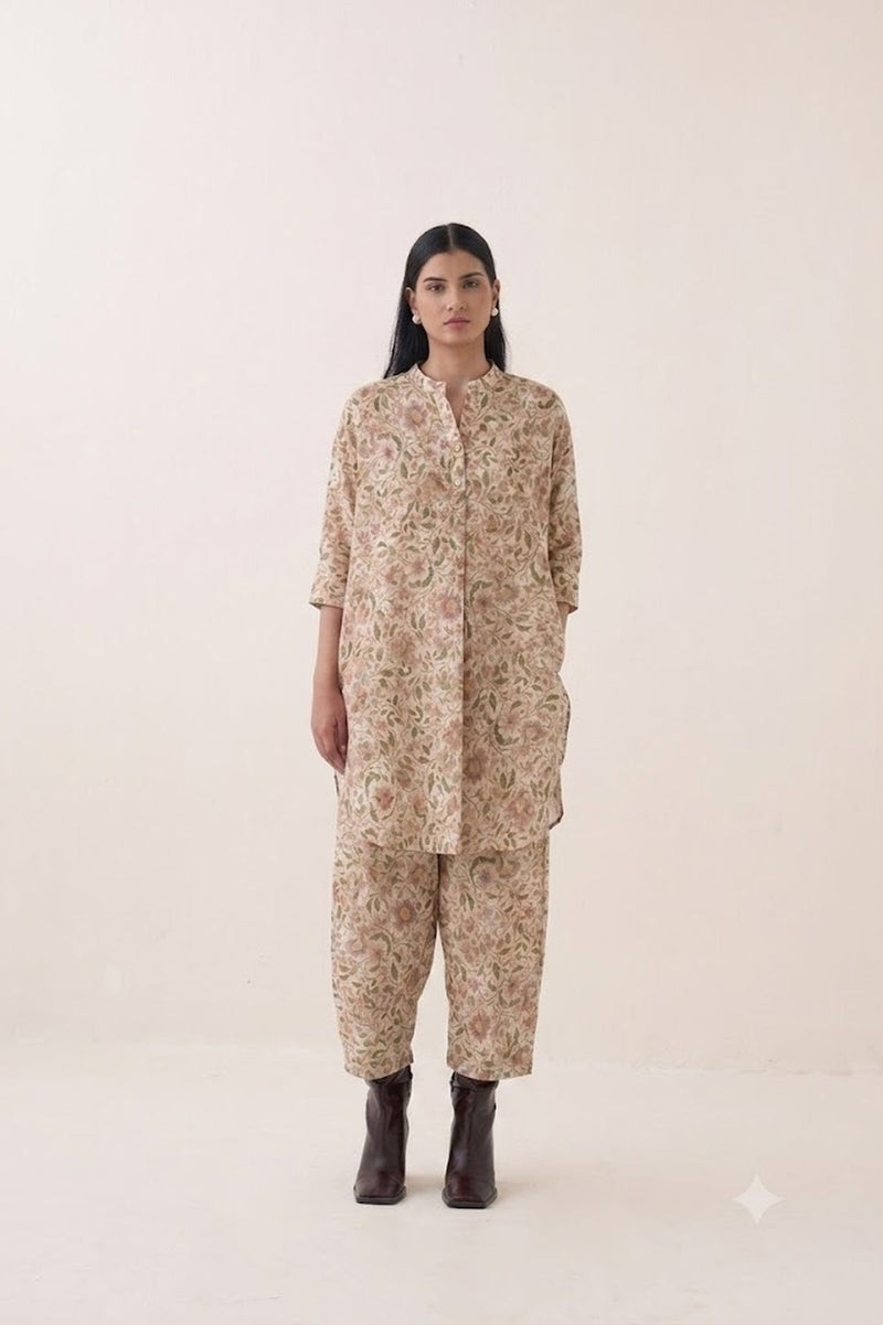 Gulzar Batwing Kurta Set bemberg muslin co-ord set by O'Frida in off white for women Worldwide