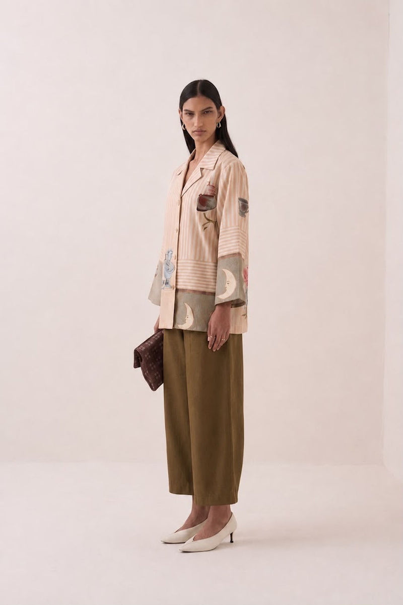 Nakshatra Psyflora Shirt Set poplin co-ord set by O'Frida in multi-color for women Worldwide