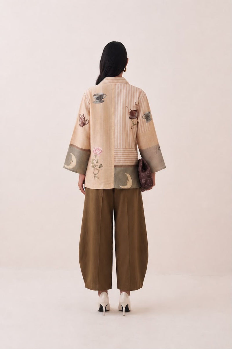 Nakshatra Psyflora Shirt Set poplin co-ord set by O'Frida in multi-color for women Worldwide