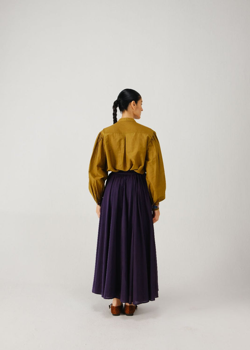 Peasant top-Olive band emb. silk by CORD for women Worldwide
