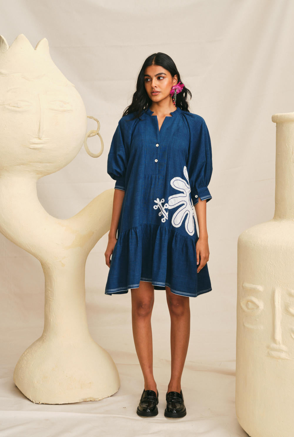 Neelkamal Handwoven Applique
 Mini Dress