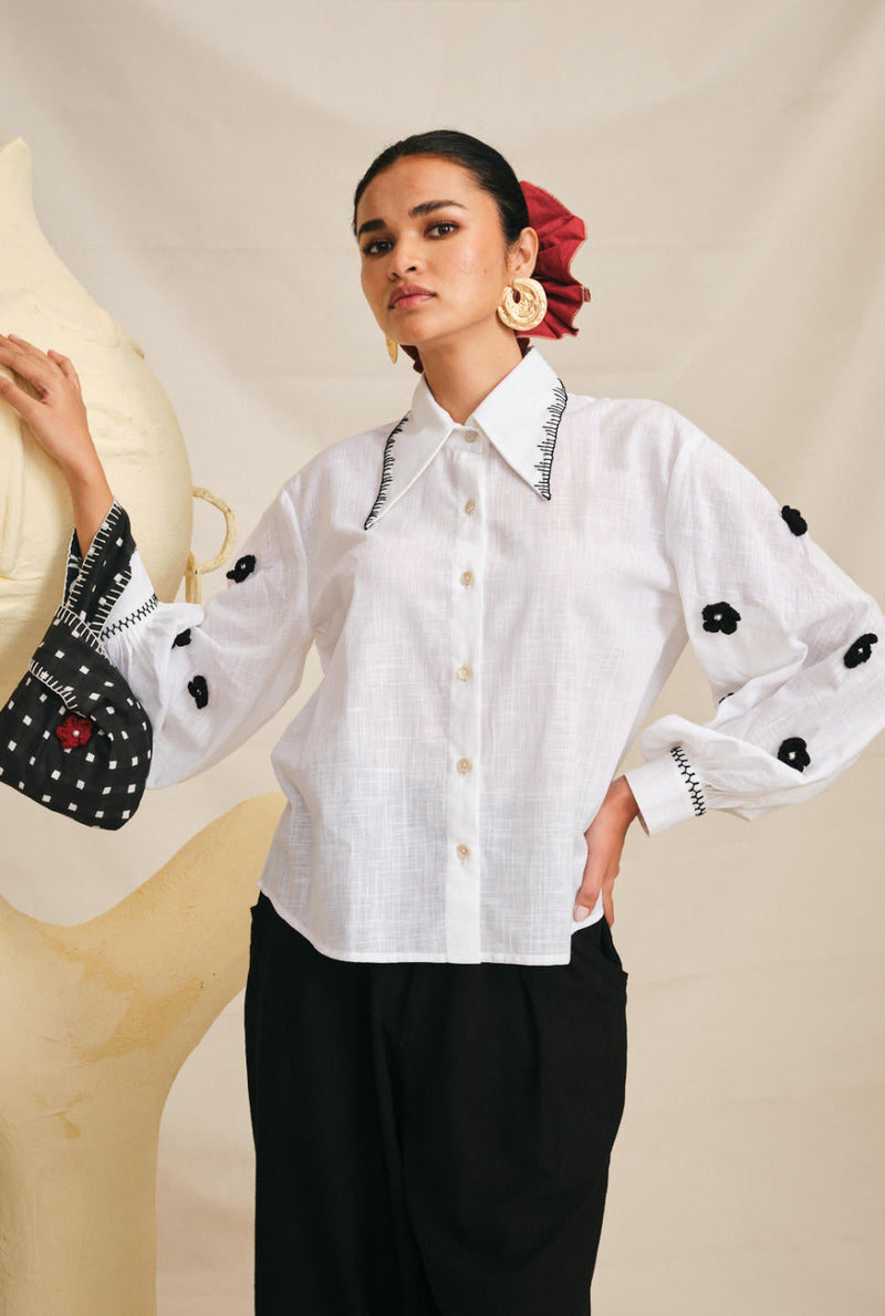 Meso Crochet Shirt cotton by JodiLife in white for women Worldwide