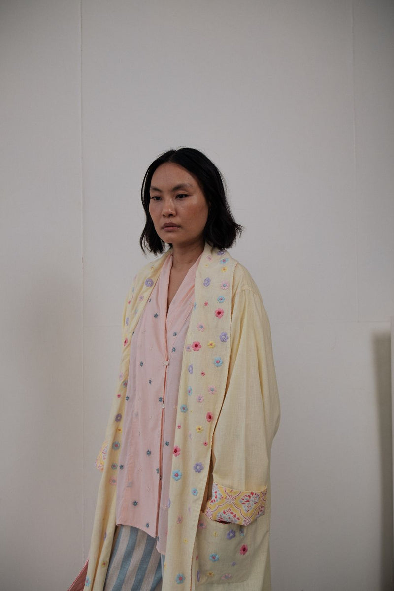 FUL OVERLAY cotton by TOKREE in yellow color for women Worldwide