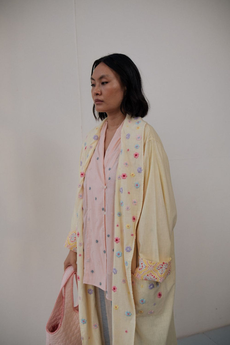 FUL OVERLAY cotton by TOKREE in yellow color for women Worldwide
