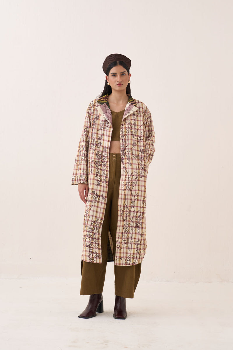 Hari Reversible Trench Jacket bemberg muslin jacket/overlay by O'Frida in multi-color for women Worldwide