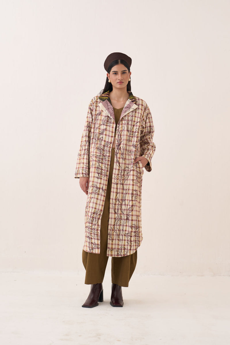 Hari Trench Jacket Set bemberg muslin co-ord set by O'Frida in multi-color for women Worldwide